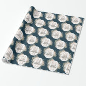 Elegant Floral Lijst Vrijgezellenfeest Navy Blue Cadeaupapier (Uitgerold)