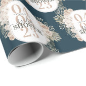 Elegant Floral Lijst Vrijgezellenfeest Navy Blue Cadeaupapier (Rol Hoek)