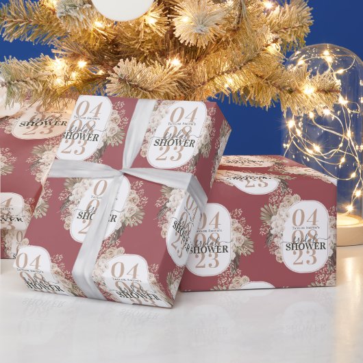 Elegant Floral Lijst Vrijgezellenfeest op maat Cadeaupapier (Feestdagen)