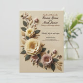 Elegant Floral Lijst Wedding Invitation Kaart (Staand voorkant)
