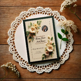 Elegant Floral Lijst Wedding Invitation Kaart