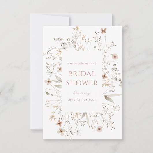 Elegant Floral Lijst Wildflower Vrijgezellenfeest Kaart (Voorkant)