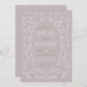 Elegant floral lila paars bruiloft kaart (Voorkant / Achterkant)