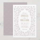 Elegant floral lila paars bruiloft kaart (Voorkant / Achterkant)