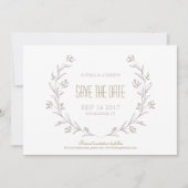 Elegant floral lila rustige bruiloft, behalve de d save the date (Voorkant)