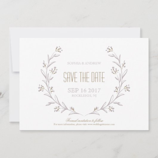 Elegant floral lila rustige bruiloft, behalve de d save the date (Voorkant)