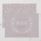 Elegant floral lila rustige bruiloft, behalve de d save the date (Voorkant / Achterkant)