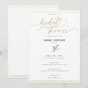 Elegant Floral Lily Gold Calligraphy Vrijgezellenf Kaart