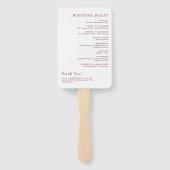 Elegant Floral Line Art Burgundy Wedding Program Handwaaier (Achterkant)