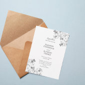 Elegant Floral Line Art Wedding Invitation Kaart