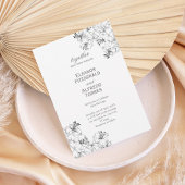 Elegant Floral Line Art Wedding Invitation Kaart