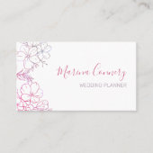 Elegant Floral Line Drawing Wedding Planner Visitekaartje (Voorkant)