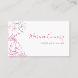 Elegant Floral Line Drawing Wedding Planner Visitekaartje