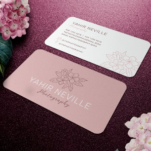 Elegant Floral Logo Roze Visitekaartje