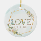 Elegant Floral Love Greenery Gold Keramisch Ornament (Voorkant)