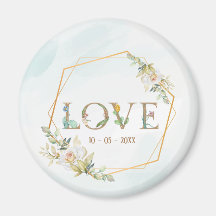 Elegant Floral Love Greenery Gold