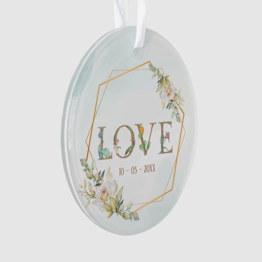 Elegant Floral Love Greenery Gold Ornament (voorkant)