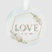 Elegant Floral Love Greenery Gold Ornament (voorkant)