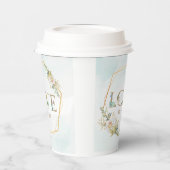 Elegant Floral Love Greenery Gold Papieren Bekers (Links)