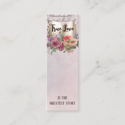 Elegant Floral Love Story Wedding for Bladwijzer Mini Visitekaartje (Voorkant)