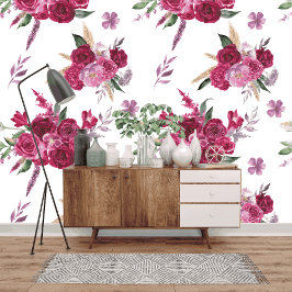 Elegant floral magenta and maroon flowers behang