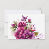 Elegant Floral Magenta roze moderne bruiloft RSVP Kaartje (Achterkant)