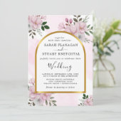 Elegant Floral Magnolia Arch Wedding Kaart (Staand voorkant)