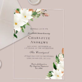 Elegant Floral Magnolia Bridal Shower  Acryl Uitnodigingen