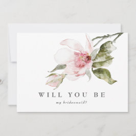 Elegant Floral Magnolia Bridesmaid proposal Kaart