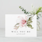 Elegant Floral Magnolia Bridesmaid proposal Kaart (Staand voorkant)