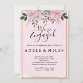 Elegant Floral Magnolia Engagement Party Kaart (Voorkant)