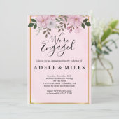 Elegant Floral Magnolia Engagement Party Kaart (Staand voorkant)