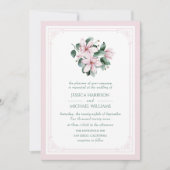 Elegant Floral Magnolia Pink Formal Wedding Kaart (Voorkant)