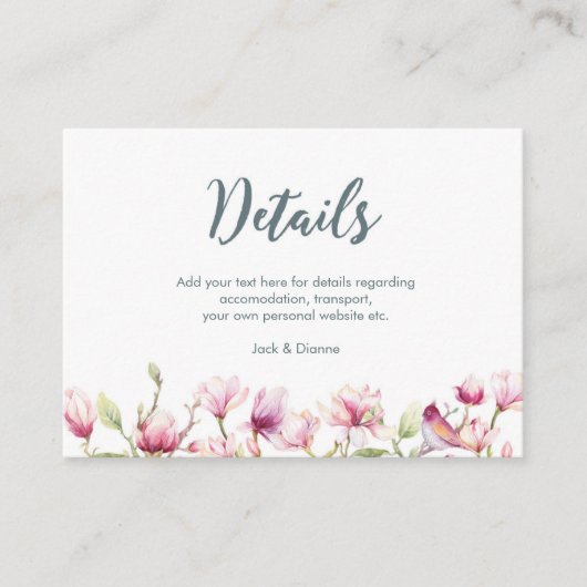 Elegant floral magnolia visitekaartje (Voorkant)