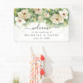 Elegant Floral Magnolia Waterverf Weddenschap Welk Spandoek (Insitu)