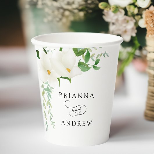 Elegant Floral Magnolia Wedding Papieren Bekers