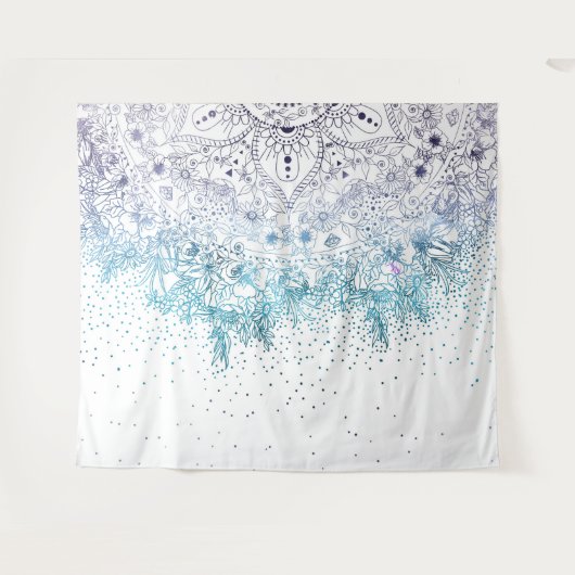 Elegant floral mandala en confetti afbeelding wandkleed (Voorkant (horizontaal))