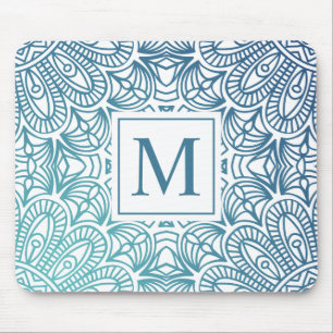 Elegant Floral Mandala Monogram   Mousepad Muismat