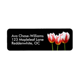 Elegant Floral Maple Leaf Red White Tulis Etiket