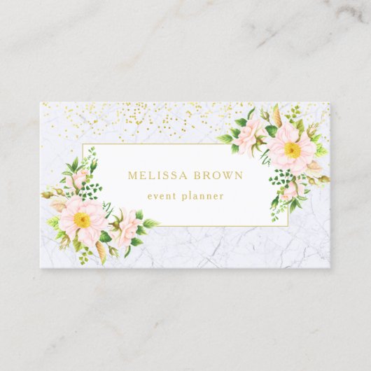 Elegant Floral Marble Chic Pastel Visitekaartje (Voorkant)