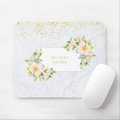 Elegant Floral Marble Chic Trendy Pastel Mousepad Muismat (Met muis)