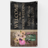 Elegant Floral Mason Jar Wedding Spandoek (Verticaal)