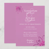 Elegant floral mauve & fuschia trouwuitnodiging kaart (Voorkant / Achterkant)