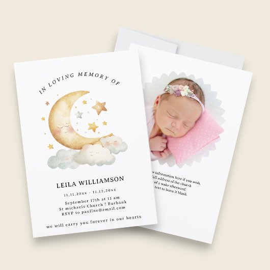 Elegant Floral Memorial Announcement Kaart