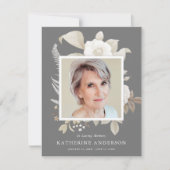 Elegant Floral Memorial Foto aankondiging (Voorkant)