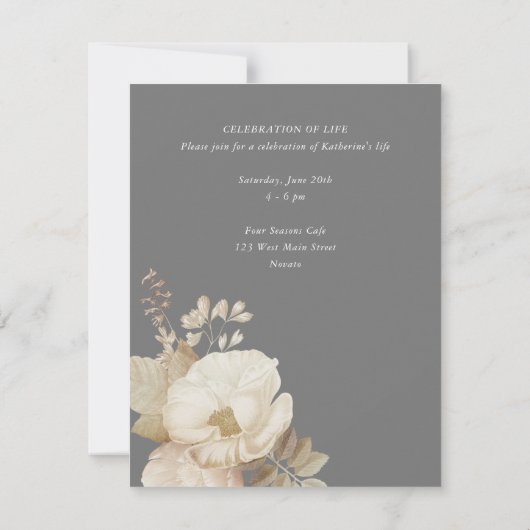 Elegant Floral Memorial Foto aankondiging (Achterkant)