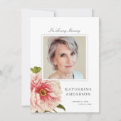 Elegant  Floral Memorial Foto aankondiging (Voorkant)