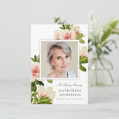Elegant Floral Memorial Foto aankondiging (Staand voorkant)