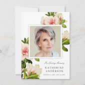 Elegant Floral Memorial Foto aankondiging (Voorkant)