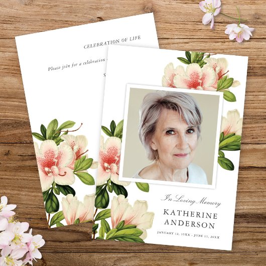Elegant Floral Memorial Foto aankondiging